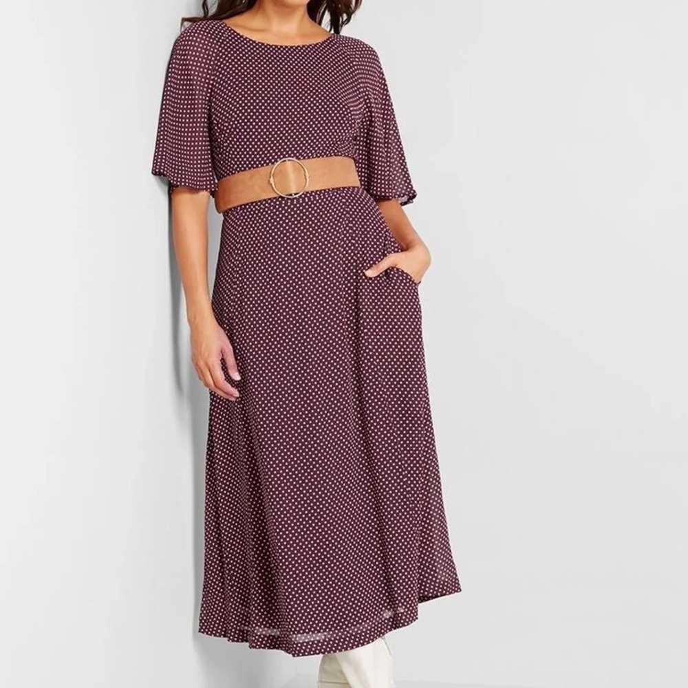 NWOT Emily and Fin Burgundy Luna Suzanna Mini Spot Dress